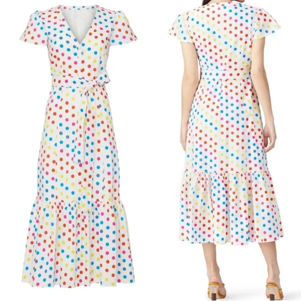 Color Me Courtney Dipping Dot white midi dress women size 4